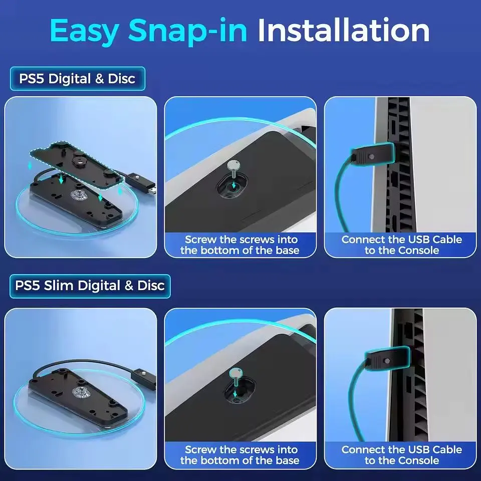 Підставка для консолі IINE L986 RGB для PS5/PS5 Slim [163608] - фото 7