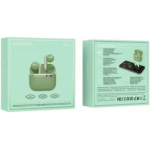 Навушники Borofone Leisure True Wireless BT Headset BW12 Bluetooth зелені - фото 9