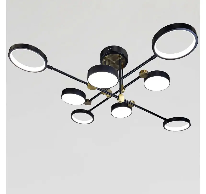 Сучасна чорно-золота LED люстра на 8 плафонів Artlight P537/8BK для вітальні та кабінету - фото 5