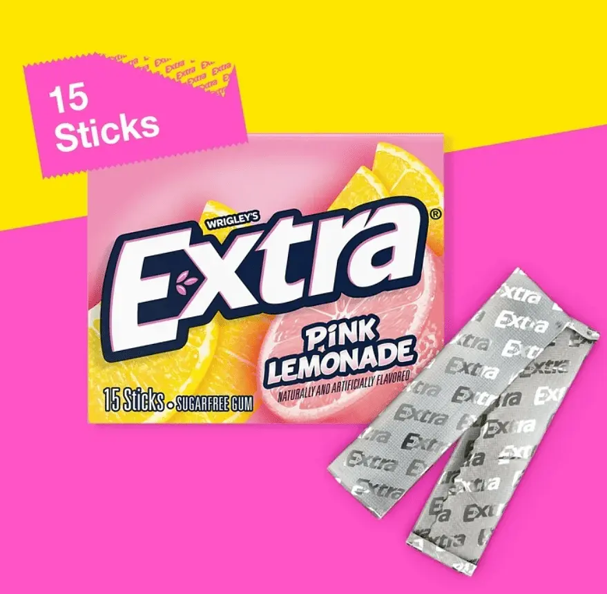 Жувальна гумка Extra Pink Lemonade Sugar Free Chewing Gum 15 стіків - фото 3