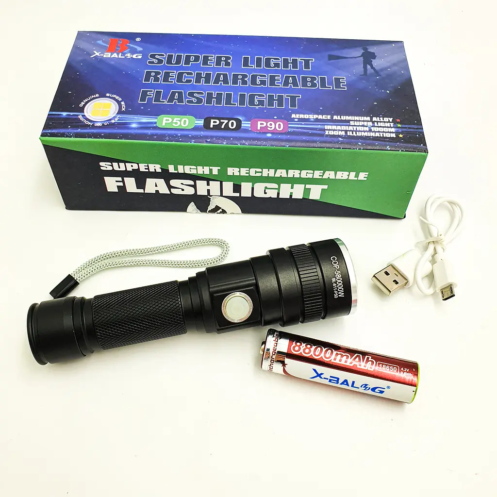 Ліхтар акумуляторний світлодіодний ручний із зумом 18650 battery BL 611 P50 чорний