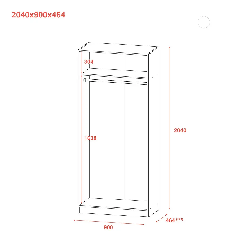 Шафа для одягу Doros Промо Антрацит 2 ДСП 90х48х204 (44900523) - фото 7