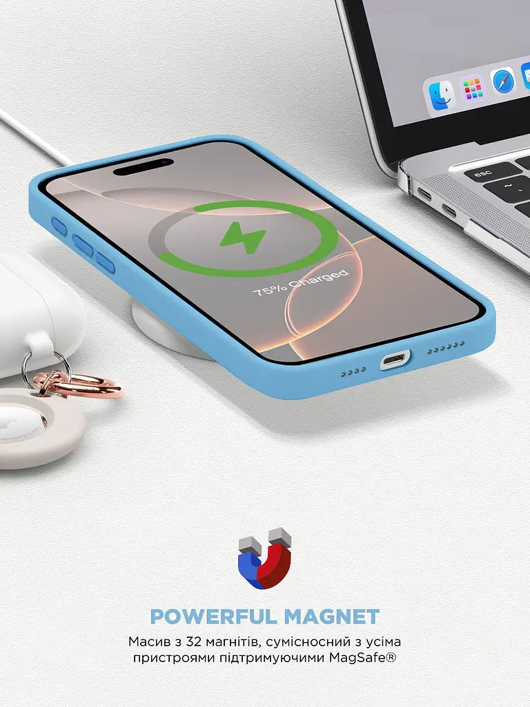 Силиконовый чехол с MagSafe для Apple iPhone 16 Pro, ICON2 MagCase, голубой, противоударный, панель с мягкой подкладкой, защита всего корпуса, поддержка беспроводной зарядки, совместим с защитными стеклами и пленками, ArmorStandart (ARM80193) - фото 9