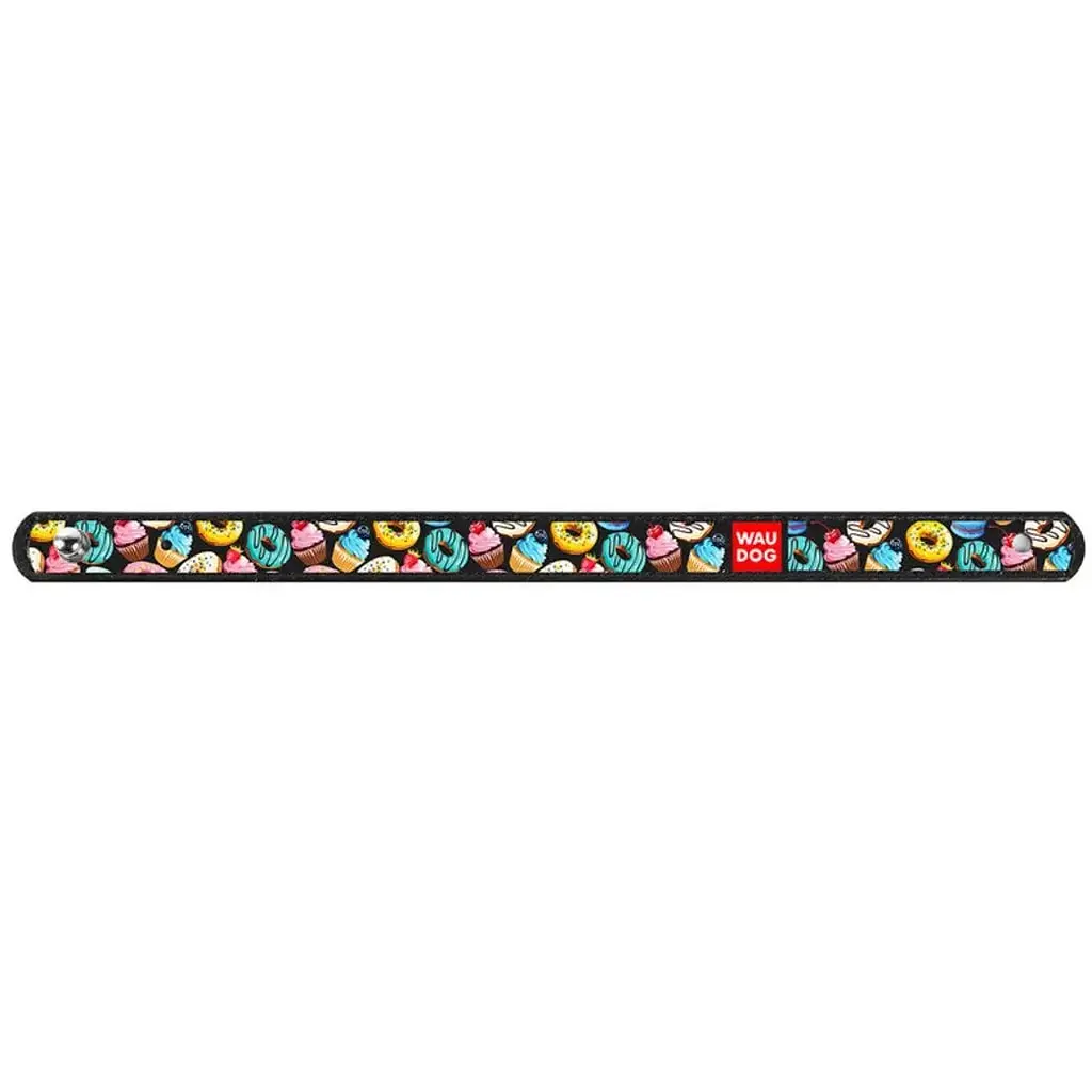 Браслет Waudog Design Пончики, кожа, 18-20х1,5 см, черный - фото 2