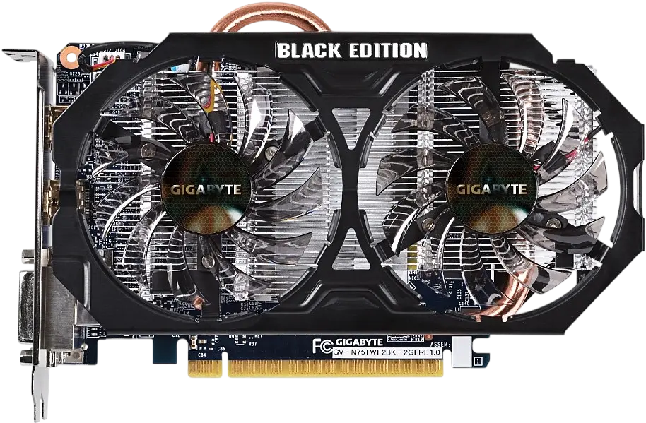 Видеокарта GeForce GTX 750 Ti 2GB Gigabyte WindForce Black Edition (GV-N75TWF2BK-2GI) Б/У - фото 2