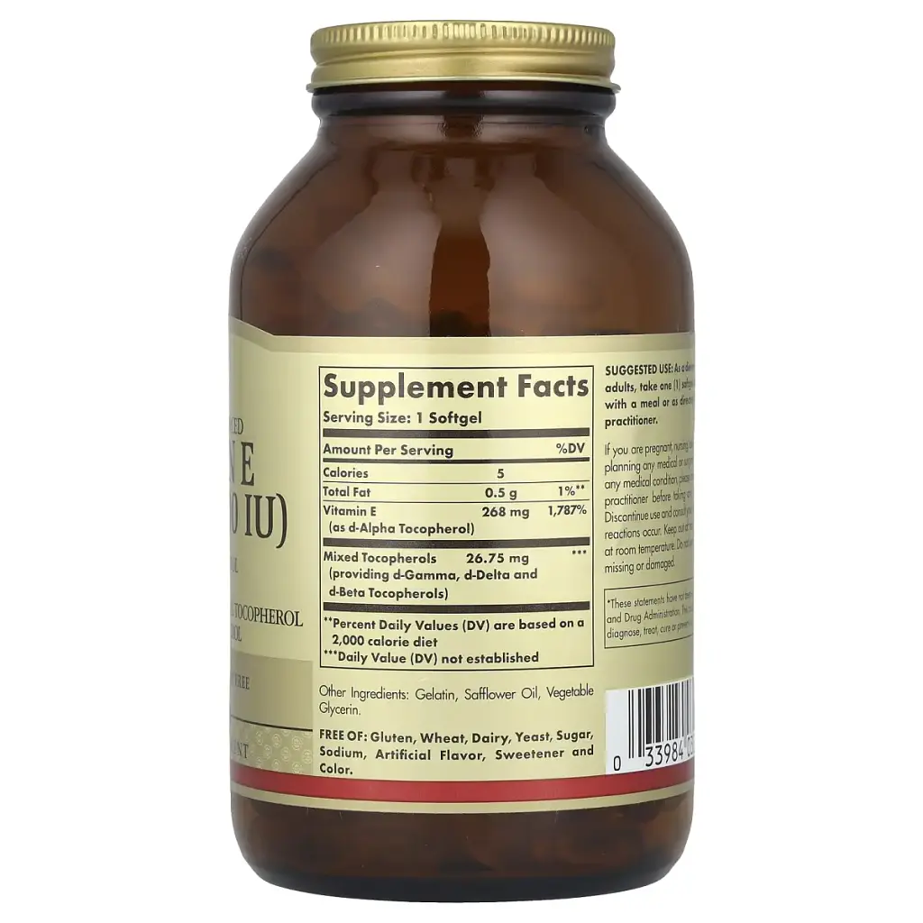 Витамин Е Solgar Vitamin E натуральный 400 МЕ 268 мг 250 капсул - фото 2