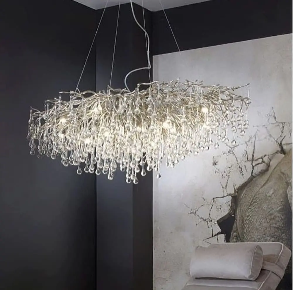 Роскошная удлиненная люстра в хроме со стеклянными подвесами 150 см Line F | Ст. MD9005-1500 CH OVAL - фото 3