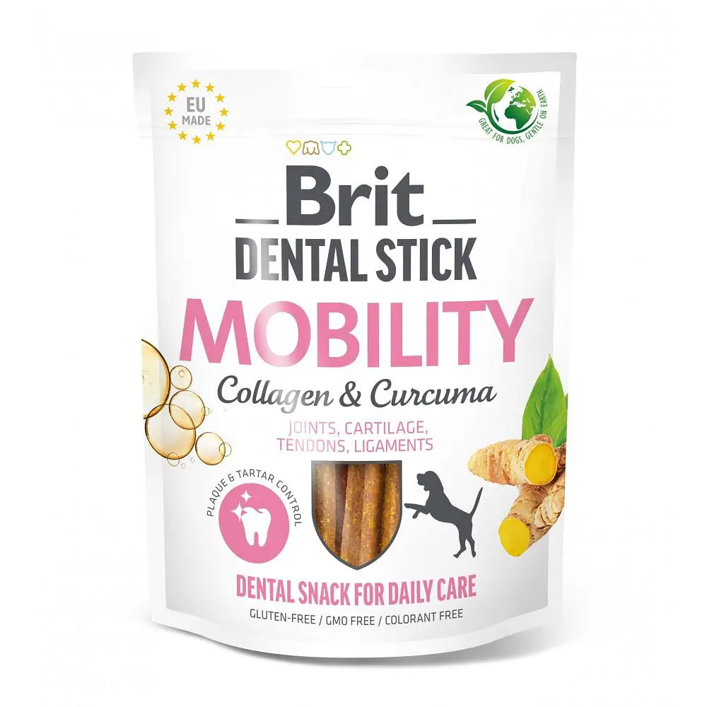 Ласощі для собак Brit Dental Stick Mobility для рухливості суглобів, колаген і куркума, 7 шт, 251 г (112103)
