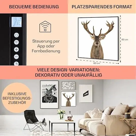 Инфракрасный обогреватель Klarstein Air Art Smart 7 м² 350 Вт (10037831) - фото 7