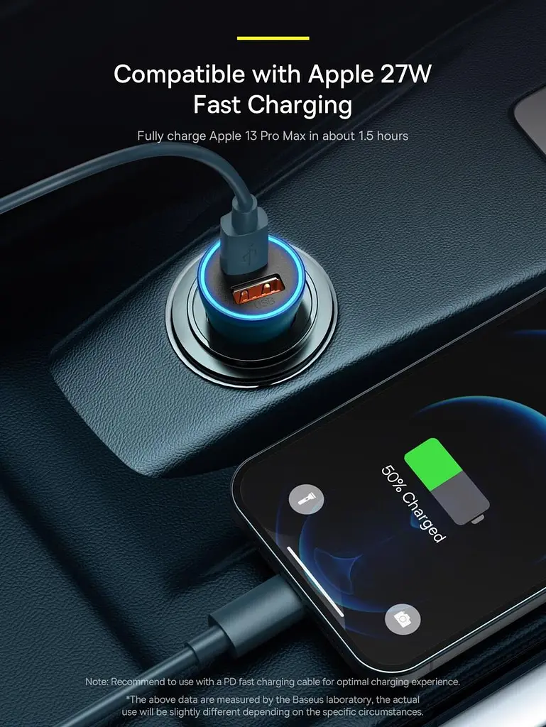 Автомобільний зарядний пристрійBaseus золотистийen Contactor Max Dual Fast - фото 5