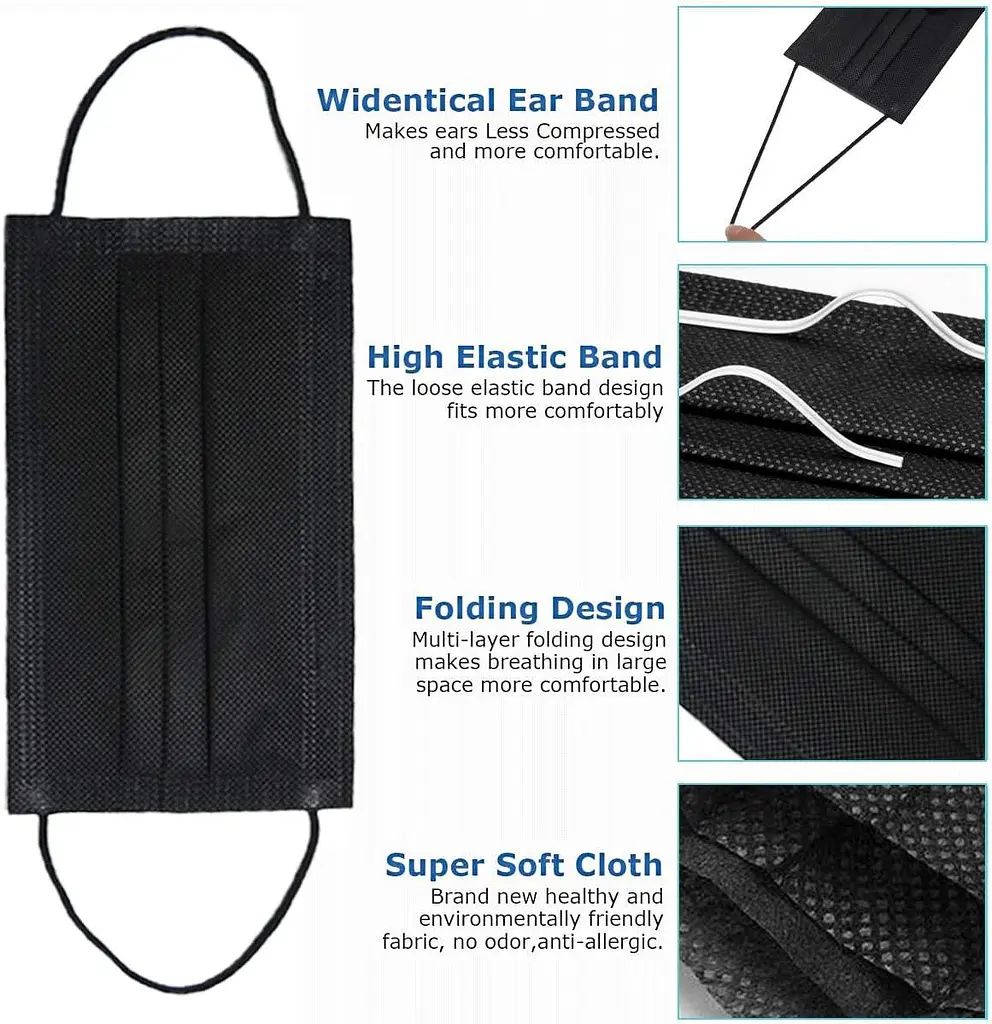 Одноразовые медицинские маски для лица 50 шт. трехслойные для взрослых и подростков - фото 2