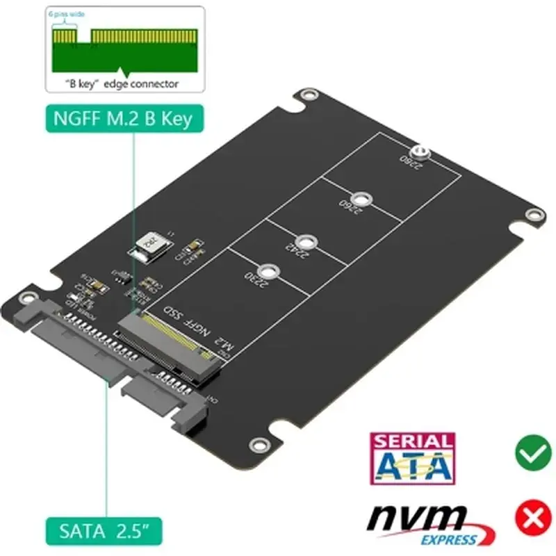 Конвертор Dynamode 2.5'' SATA to M.2 (NGFF) SSD 22*30mm, 22*42mm, 22*60mm, 22*80mm (S103-1N-P) - фото 9