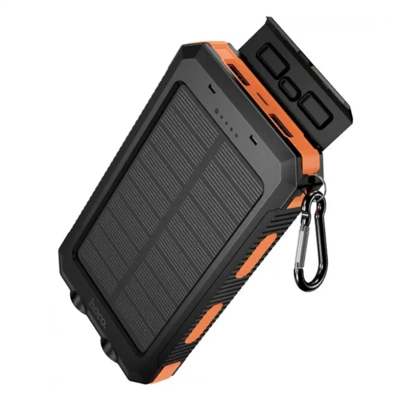 Зовнішній акумулятор павербанк універсальний HOCO J164 Platinum Solar 8000 mAh із сонячною панеллю та LED ліхтариком для телефона та гаджетів зовнішній акумулятор Power bank 22.5 Вт Чорний з помаранчевим - фото 6