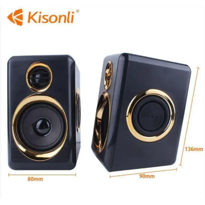 Комп'ютерні колонки чорні провідні Kisonli T-005 2.0 6W - фото 2