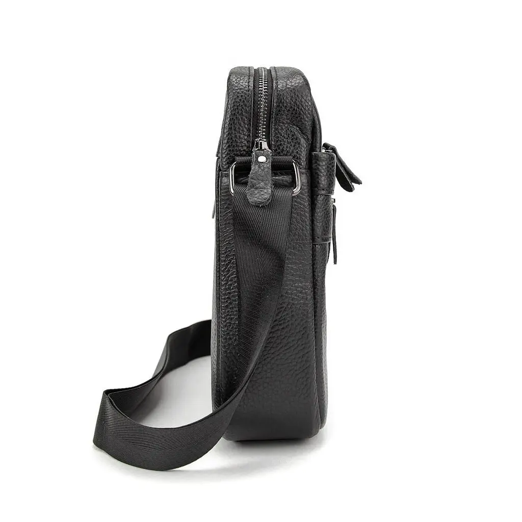 Шкіряний маленький чоловічий месенджер чорний Tiding Bag M56-0187A - фото 4