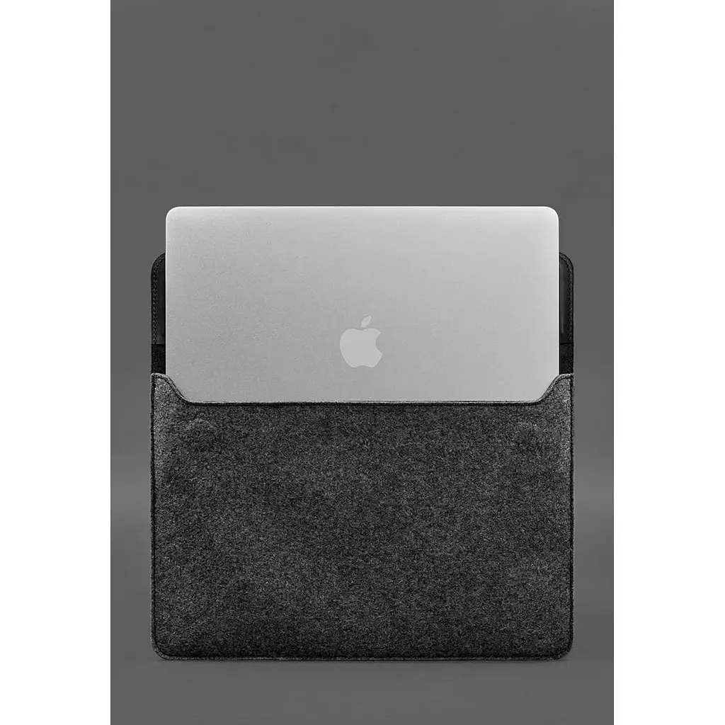 Чохол-конверт BlankNote Crazy Horse із клапаном шкіра+фетр для MacBook 13 Чорний - фото 4