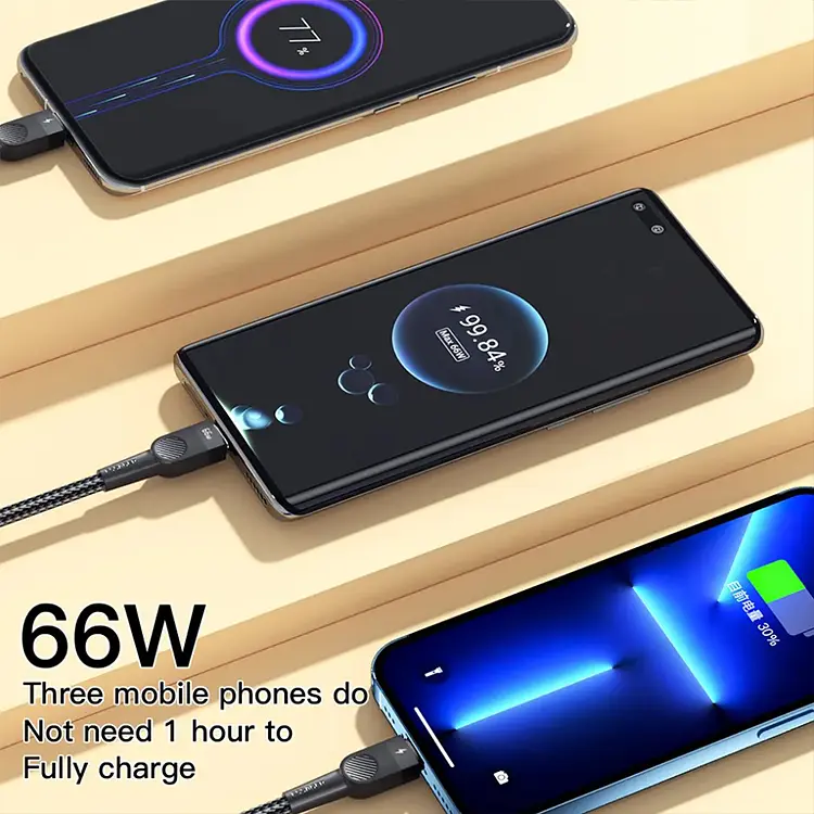 Зарядний кабель Swift 3 в 1 ESSAGER (micro USB, Type-C, Lightning) 1.2метр 66W - фото 3