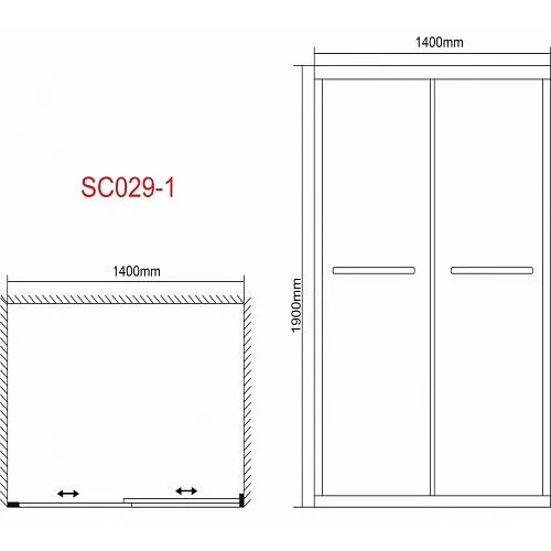 Душові двері Grace 140x190 см розсувні рифлене скло хром SC029-1-140Р, матовий, хром - фото 2