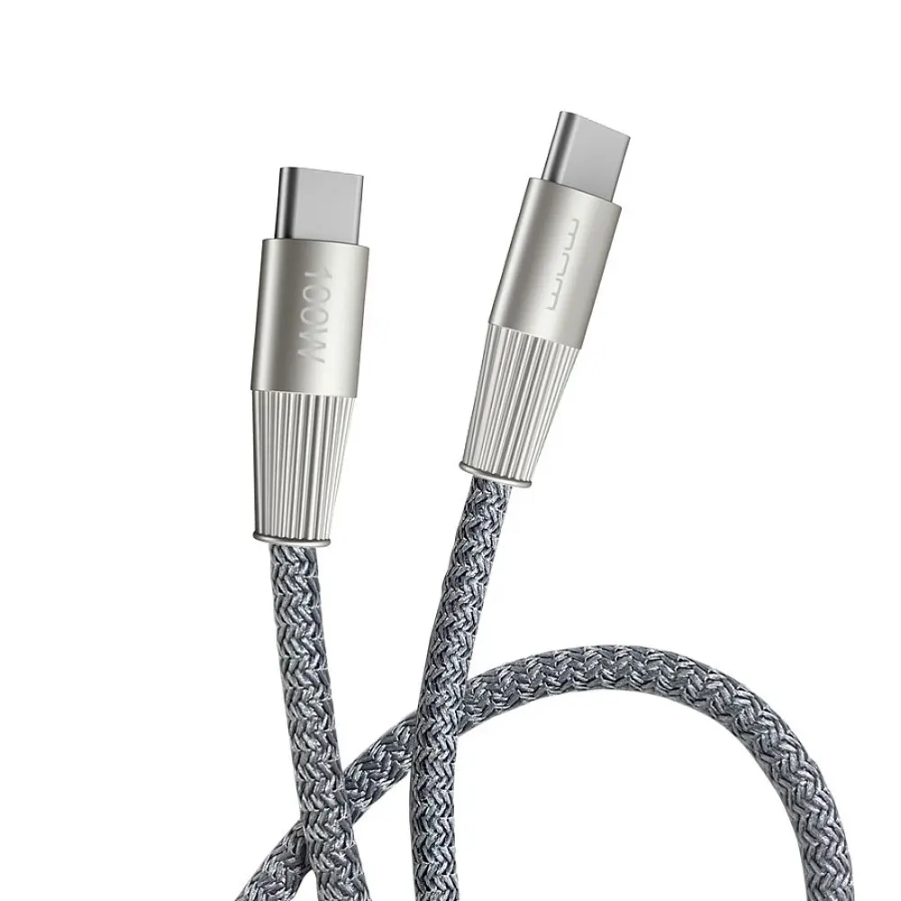 Кабель WUW-X201 Type-C to Type-C 100W 1 м Сірий - фото 3