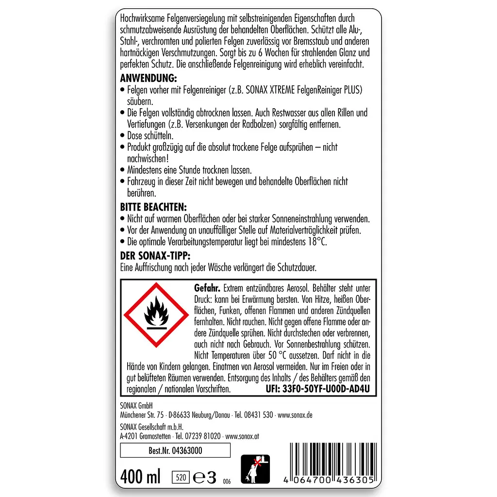 Захисне покриття сталевих хромованих та легкосплавних дисків Sonax Wheel Rim Coating 400 мл - фото 2