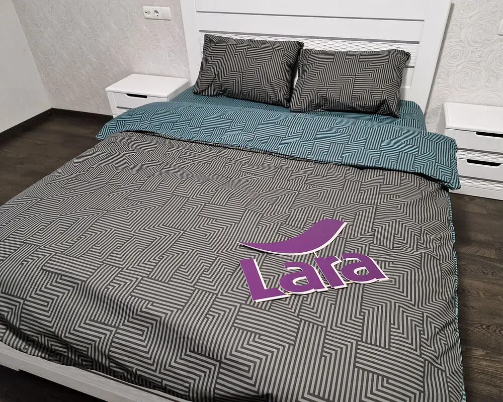 Постільна білизна LARA бязь d11360e160 з простирадлом на резинці 160х200х25 євро 200х220 см - фото 3