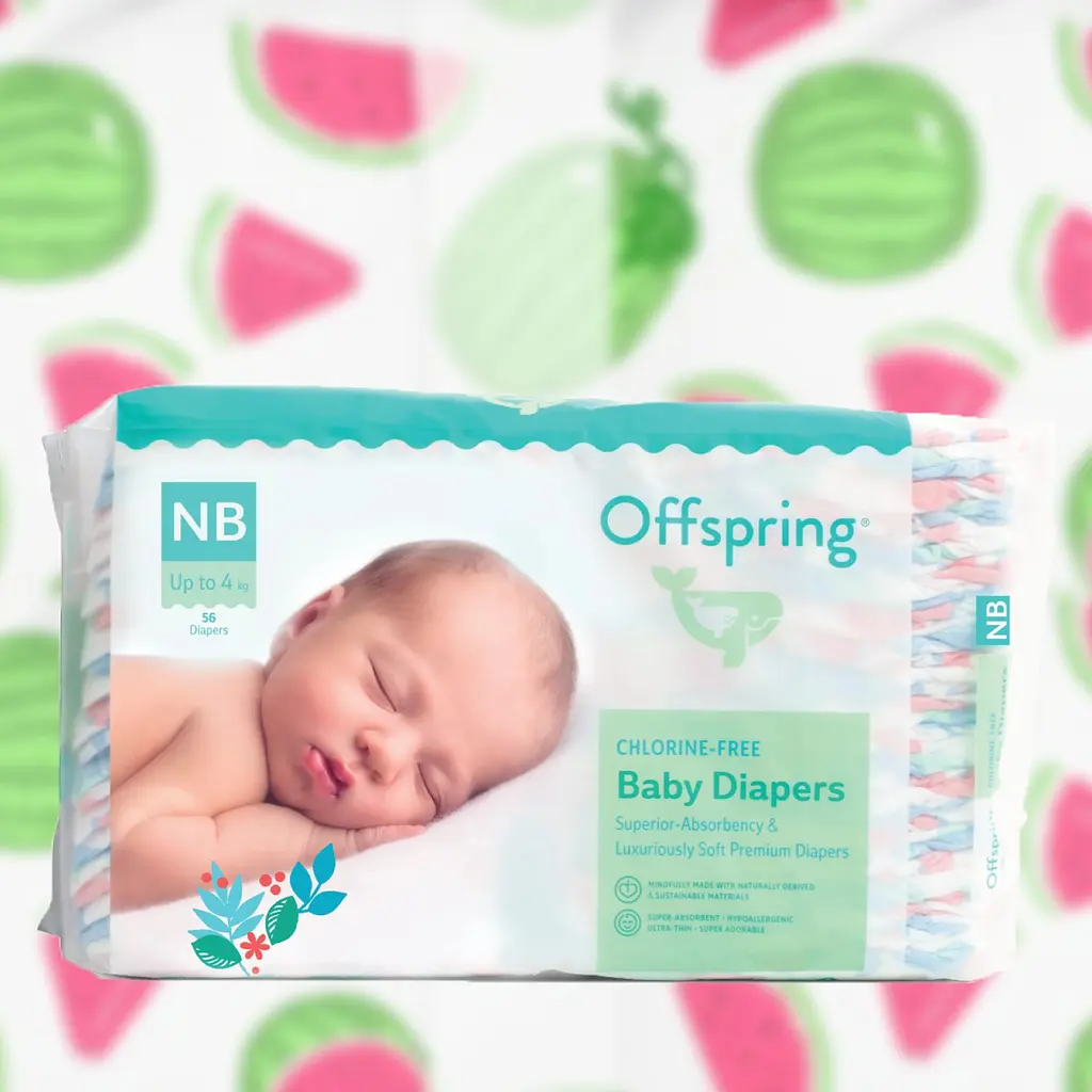 Підгузки Offspring Wondermelon NB (до 4 кг) 56 шт. (DP-OI-FAT-NB56P-WML) - фото 3