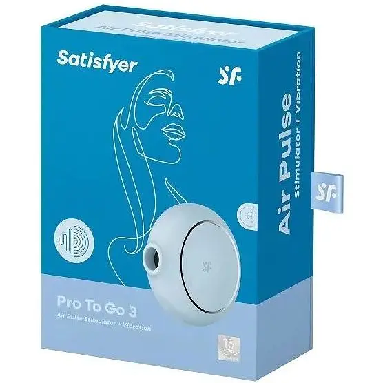 Вакуумний стимулятор із вібрацією Satisfyer Pro To Go 3 Blue - фото 6