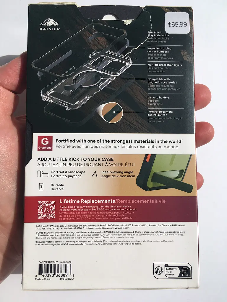 Чохол ZAGG Gear4 Rainier MagSafe KS для iPhone 17 Прозорий протиударний із підставкою Бежевий - фото 3