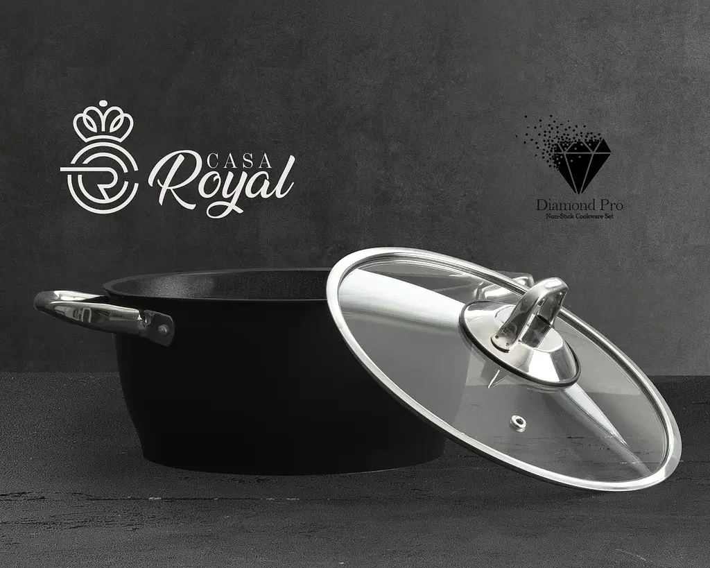 Набір посуду Casa Royal P-UKR 20100 "Greblon Diamond Pro" Black 7 предметів - фото 3