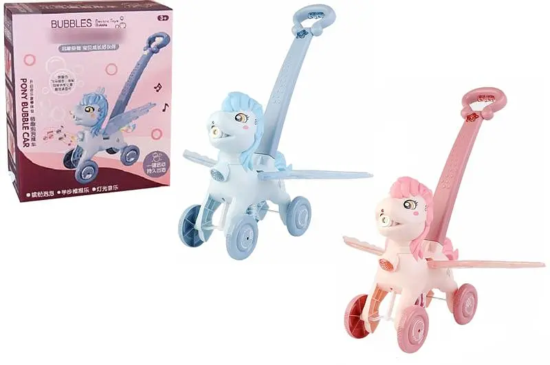 Іграшка каталка на паличці Поні генератор мильних бульбашок Pony Bubble Car, в коробці, 2 кольори 134-63A р.30, 6 x 26 x 12см