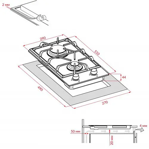 Варильна поверхня Weilor GM 304 газова WH - фото 4