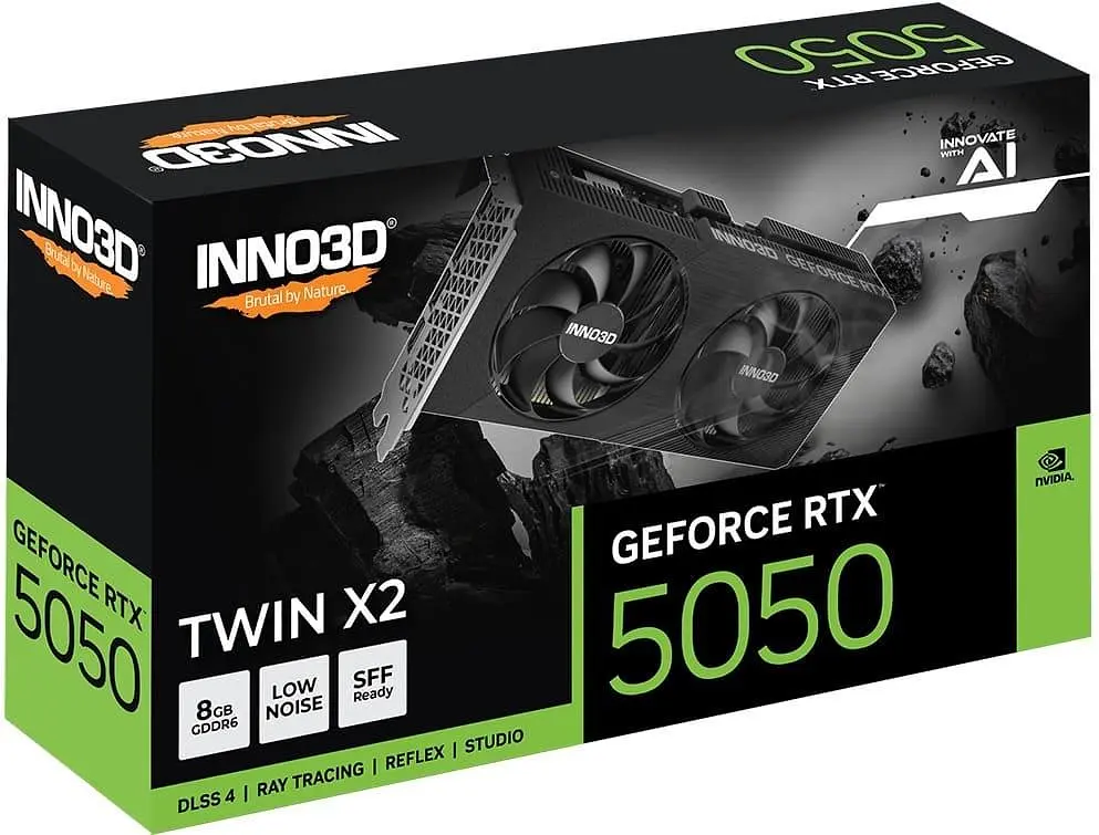 Відеокарта Inno3D RTX 5050 8GB TWIN X2 (N50502-08D6-174071N) (GDDR6, 128 bit, PCI-E v5.0 x16) - фото 2