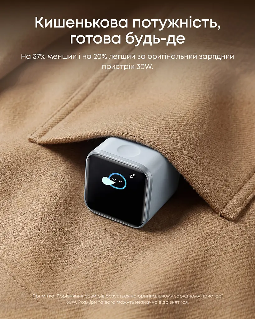 Мережевий зарядний пристрій Anker Nano Charger - 45W USB-C Smart Display Orange (7292816) - фото 5