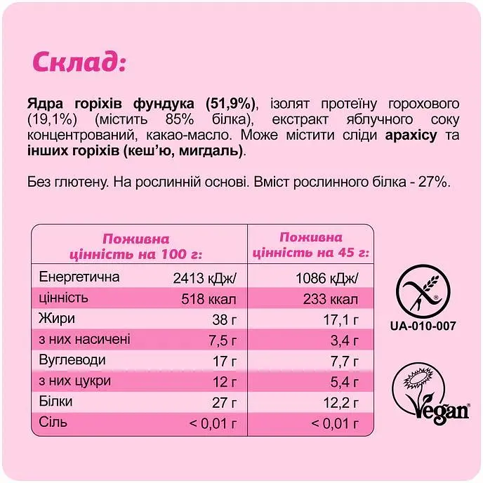 Батончик протеиновый Fizi Protein Hazelnut 45 г - фото 3