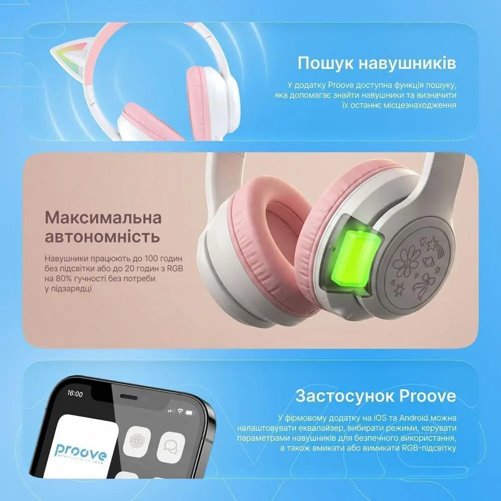 Навушники Proove Kids Neko (APP) Blue/Pink (HPNK0001AP26) - фото 7