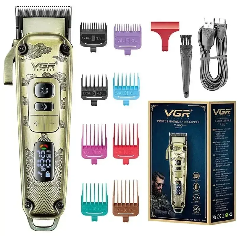 Акумуляторна машинка для стрижки VGR V-005 з насадками 8 шт - фото 2