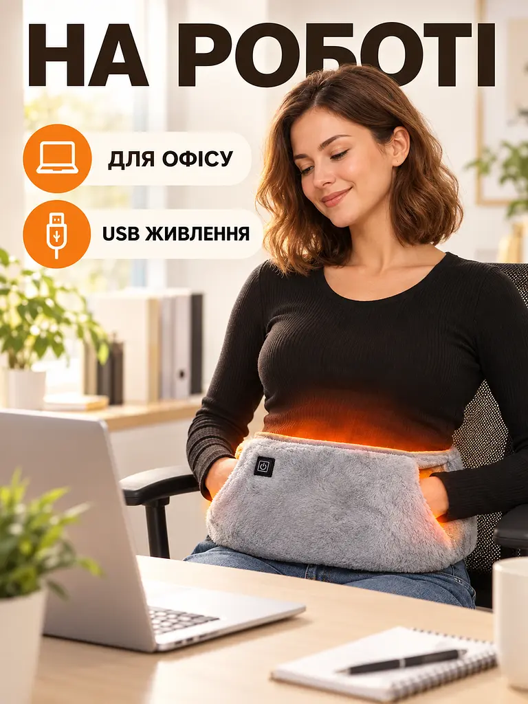 Пояс електричний зігріваючий USB універсальний з кишенею для рук, сірий (4760586326) - фото 8