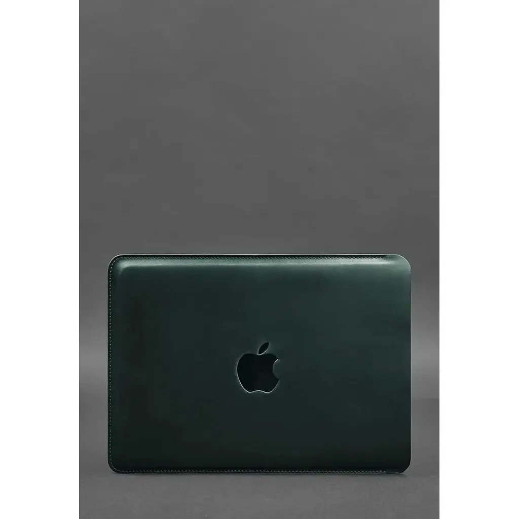 Шкіряний чохол BlankNote Crazy Horse для MacBook 14 дюймів Зелений - фото 6