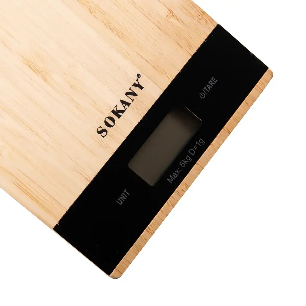 Кухонні настільні електронні ваги Sokany SK-19025 для зважування продуктів LCD-дисплей до 5 кг Дерево - фото 3