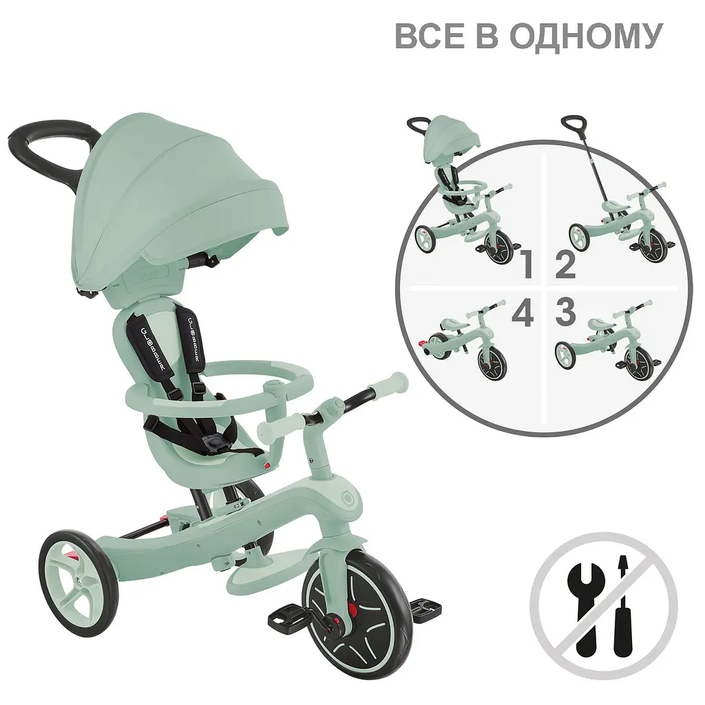 Велосипед детский Globber Explorer Trike 4в1 до 20 кг фисташковый (637-505) - фото 3