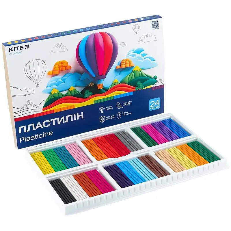 Пластилін Kite Classic, 24 кольори, 480 г., (K-089) - фото 2