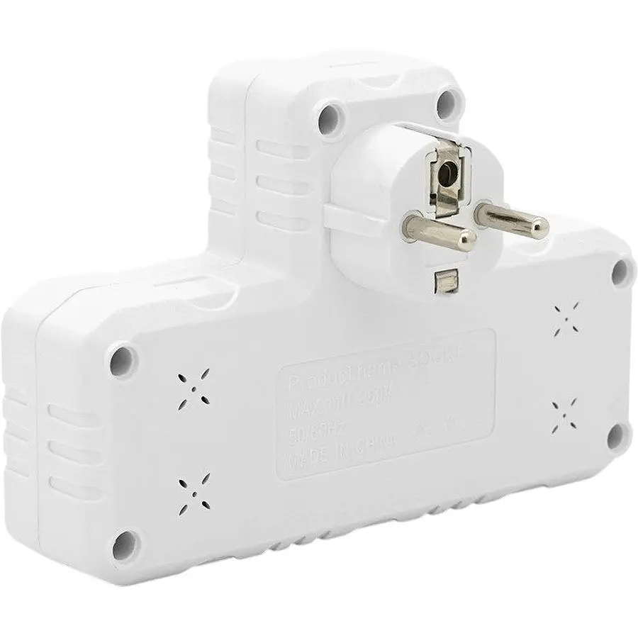 Розетка-измельчитель с заземлением Voltronic F-302 White, 2 розетки + 3 USB (1 А), 2500 W, 10 A, 220V - фото 2