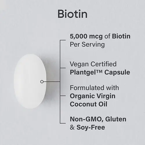 Биотин (B-7) Biotin 5,000 mcg with Coconut Oil 120 Veggie Softgels Sports Research vit0006470 - фото 3