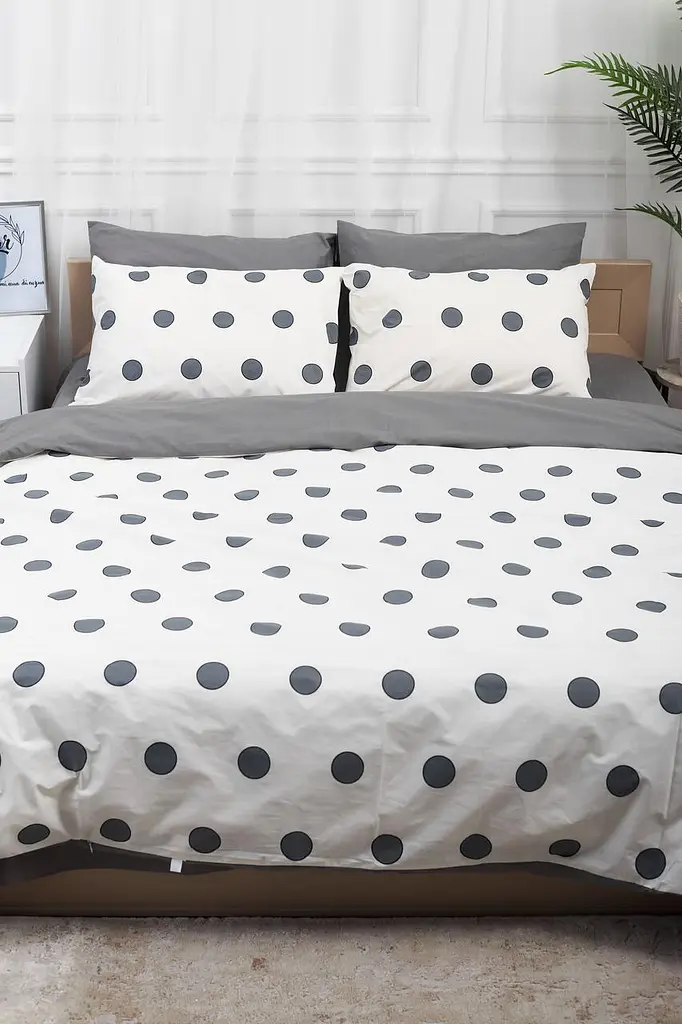 Комплект постільної білизни Moon&Star King Size 220x240 см наволочки 4х50х70 см Riccarda Gray Ranforce Elite - фото 2