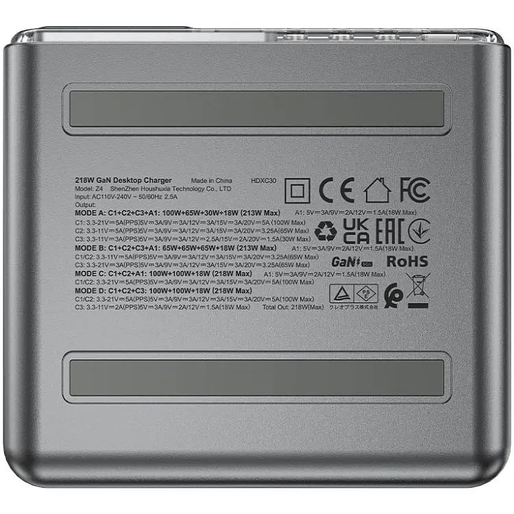 Зарядний пристрій Acefast 4xUSB 218W (3xUSB-C + USB-A) Gan Z4 Fast Charger (6974316282587) - фото 4