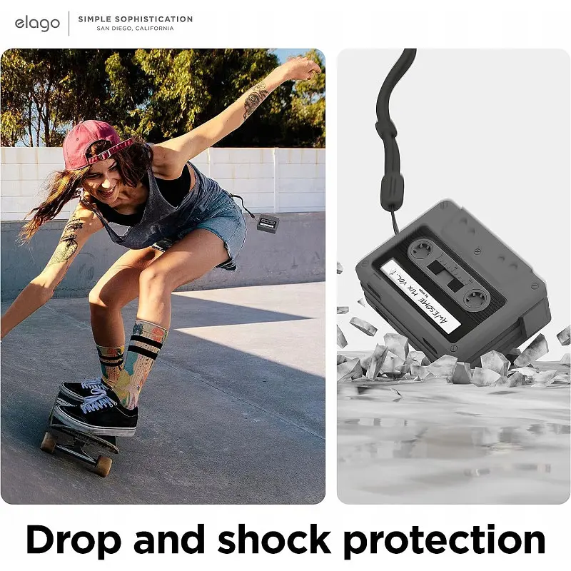 Чохол Elago Cassette Tape Case Black for AirPods Pro 2nd Gen сірий (EAPP2TAPE-BK+STR-BK) - фото 6