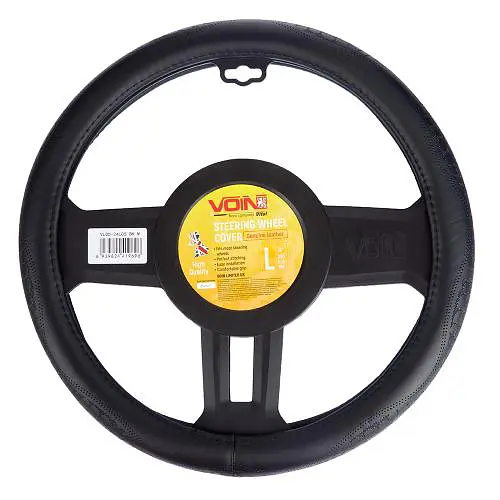 Чохол на кермо VLOD-24LC10 BK/RD L чорний/БО/шкіра