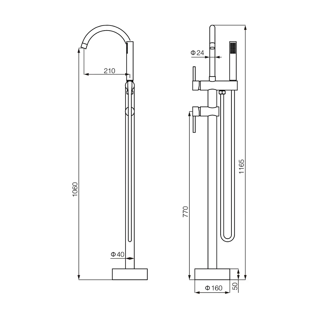 Змішувач для ванни VBI Milano підлоговий graphite VBI-050108GR - фото 2