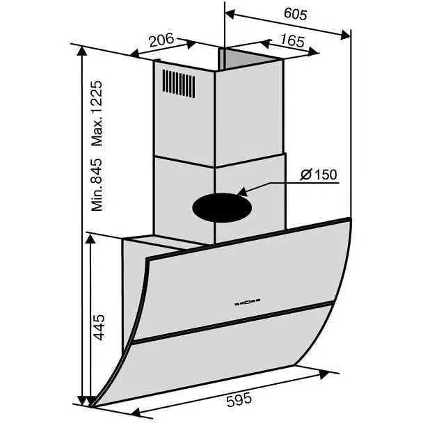 Вытяжка наклонная Ventolux Space 60 BK (1200) TRC AO - фото 5