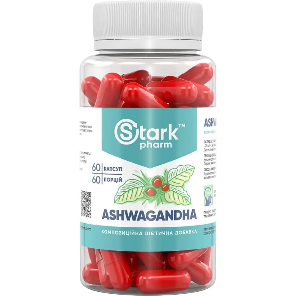 Адаптоген на основі ашвагандхи Stark Pharm Ashwagandha 500 мг 60 капсул (2022-10-0514) - фото 2